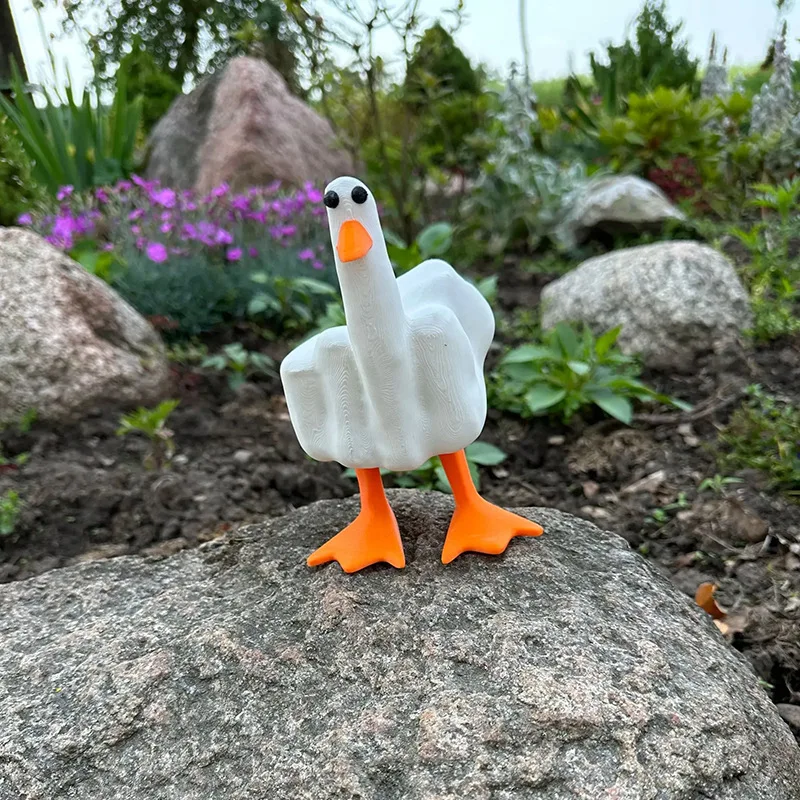 

Funny Little Duck Resin Figurine Ornament Decor Cute Middle Finger Duck Resin Craft Decor Desktop Figurine Gifts Props