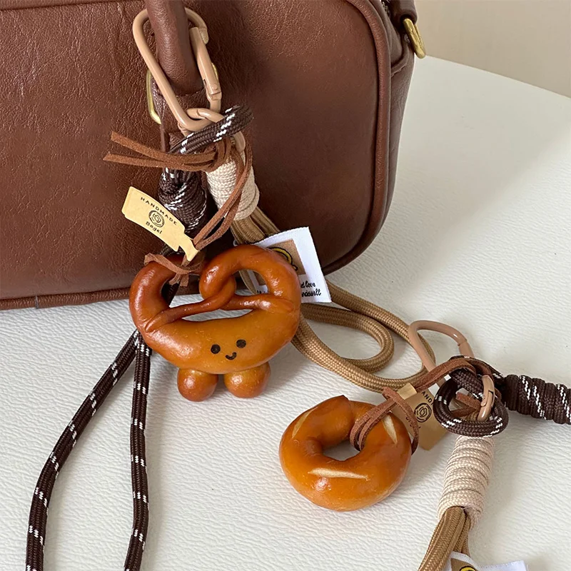 Alkaline Bread Key Chain Bag Pendant Braided Rope Creative Fashion Pendant Simple All-matching Bag Accessories