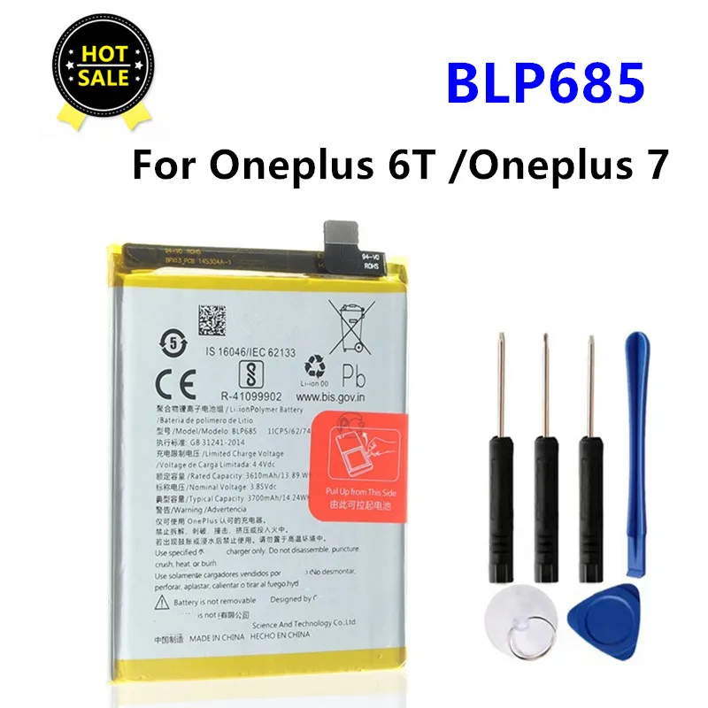 BLP685 3700mAh For Oneplus 6T /Oneplus 7 High Capacity One Plus Phone Batteries Phone AKKU Free Tools