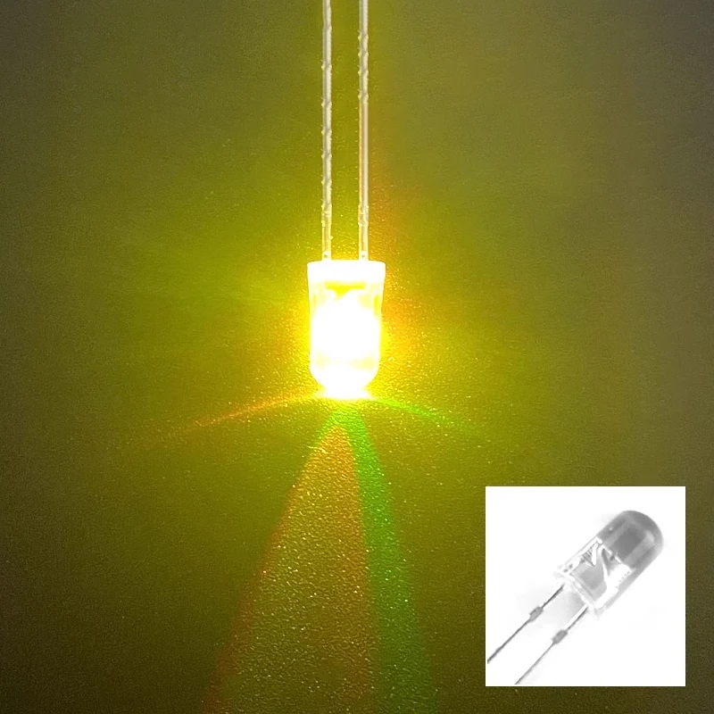 SNVI 50 Buah 3Mm Lampu LED Manik Rambut Putih Merah Putih Kuning Rambut Putih Biru Rambut Putih Ungu Rambut Putih Pelangi Kaki Pendek/Panjang