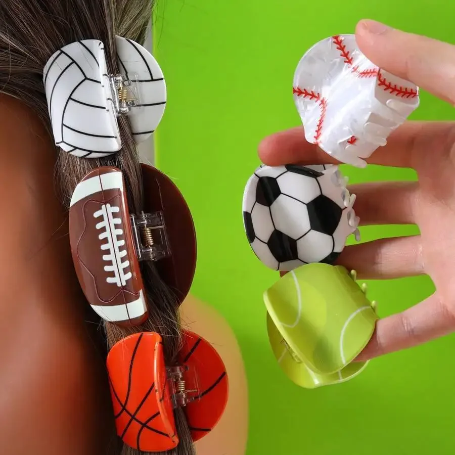 Super Bowl Football Grab Clip Basketball Hairpin Football Volleyball Crab Clip Tennis Clip Creative Women's Hair Accessories