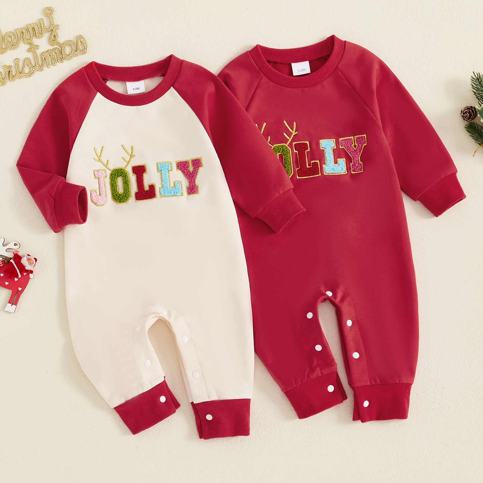 Toddler Baby Sweatshirt Romper Casual Christmas Letter Embroidery Long Sleeve Jumpsuit for Newborn Girl Boy Cute Clothes