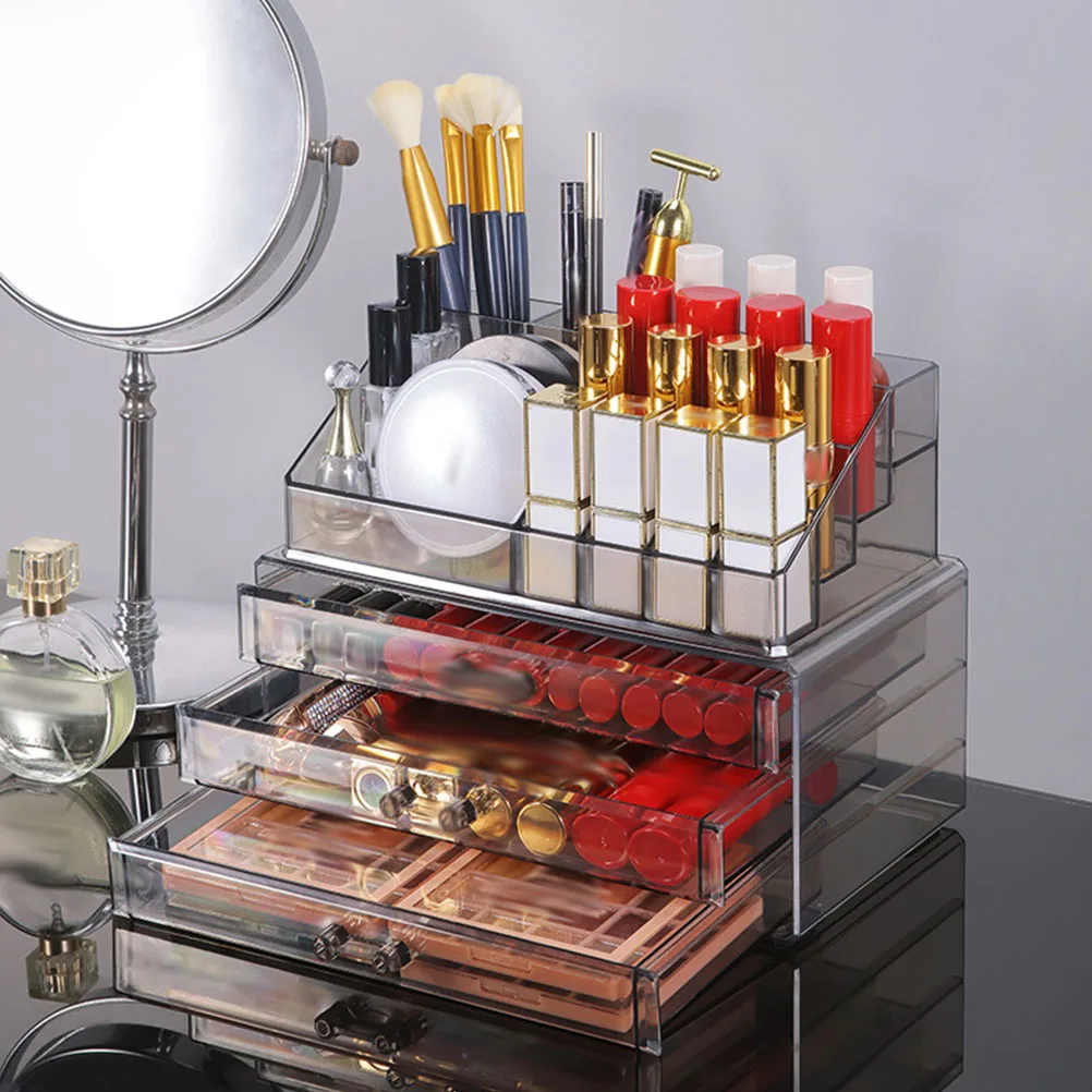

Multilayer Drawer Storage Box Clear Makeup Organizer for Bathroom Desk Nail Polish Lipstick Eyeshadow Foundation Powder