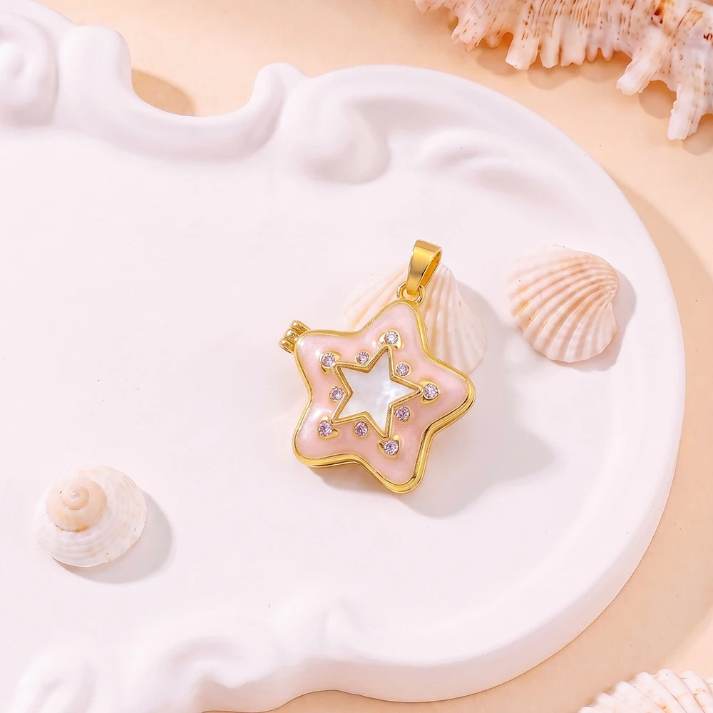 14pcs DIY Mix Copper Oil-drop Colorful Star Photo Box Opened Photo Shaped Pendant Jewelry Accessories Bracelet Earrings