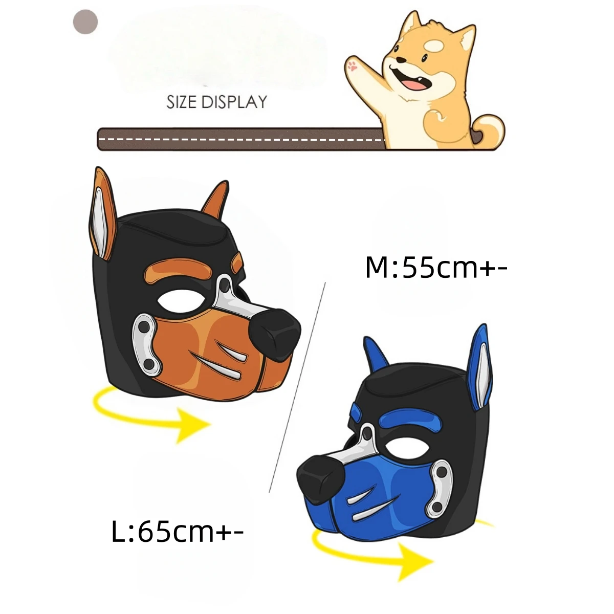 Unisex FullFace Dog Headgear Open Eyes Mouth Halloween Costume Sexy Fetish Mask with Hooded for Couples Game Party Play Props 6