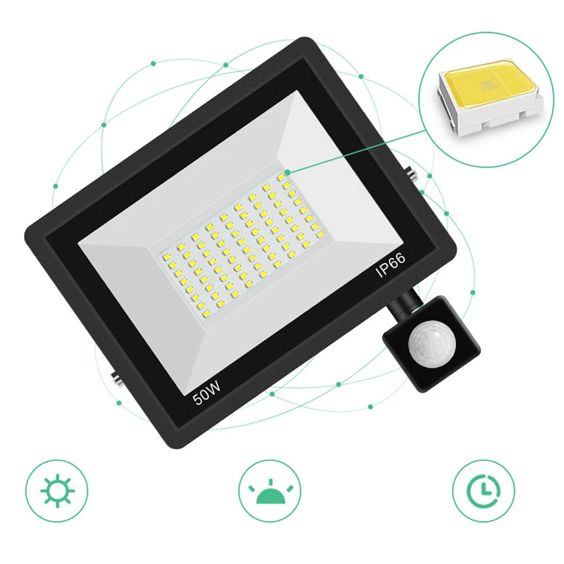 

Flood Light LED Wall Lamp PIR Motion Sensor IP66 Waterproof Spotlights 50W 100W 150W Street Lighting Outdoor Garden Floodlight