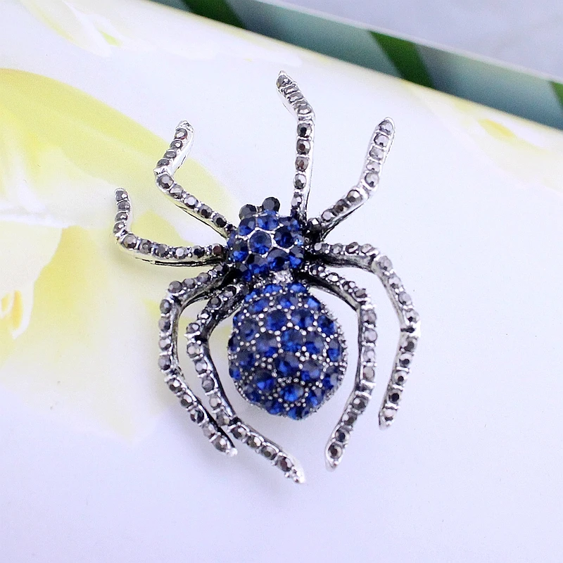 TANGTANG Spider Brooch Vintage Men\'s Rhinestone Inlaid Spider Brooch Pin Bag Badge Lapel Jewelry Gift серебряные брошки Cool Pin