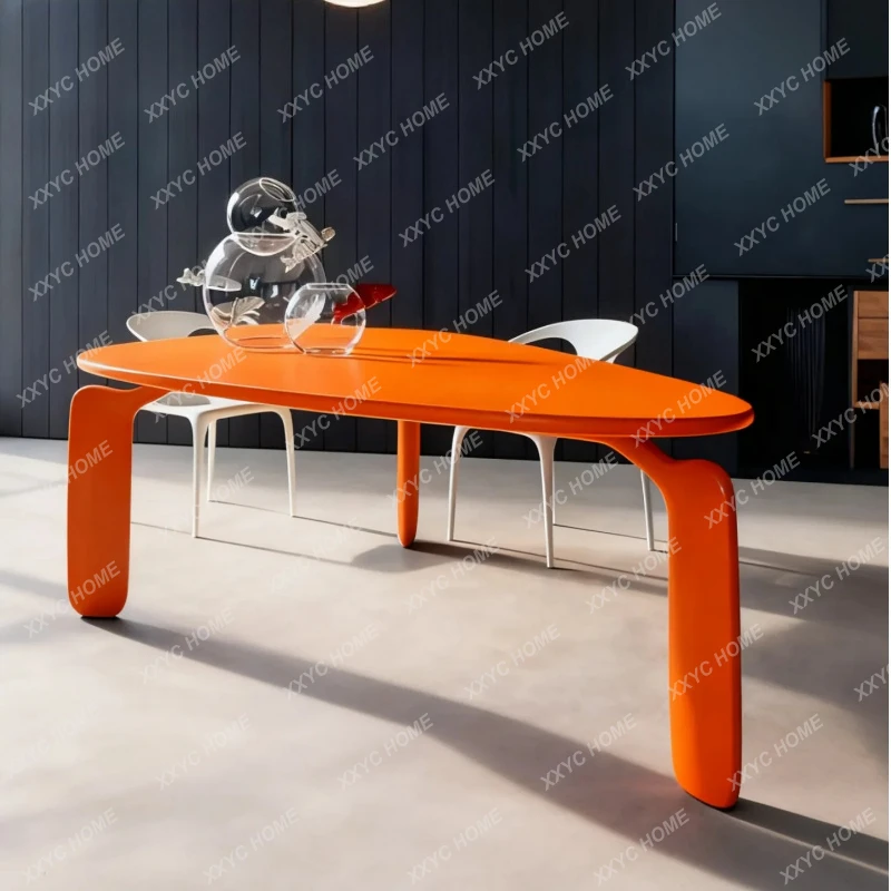 

LX paint dining table triangle conference table modern simple solid wood dining table