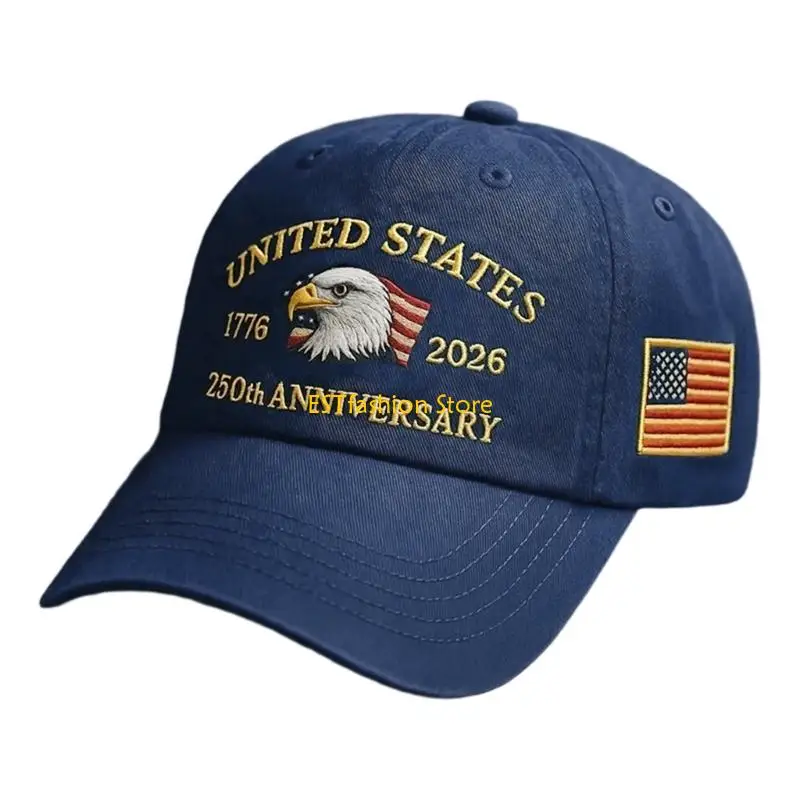 Y5GC United States 250th Anniversary Hat, Adjustable Cotton Printed Patriotic Baseball Cap for Men Women Anniversary