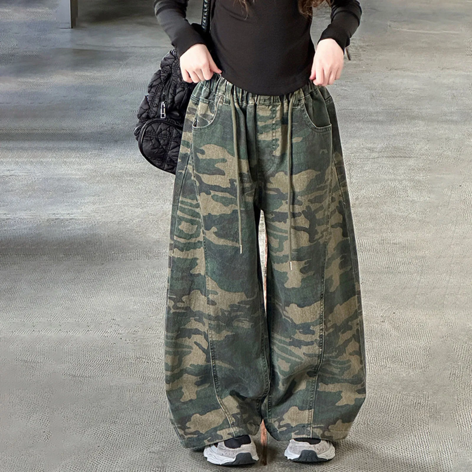 

Girls Drawstring Pants Girls Pants Casual Wide Leg Pants For Middle And Older Children Fashionable Wide Basketball Pants Girls