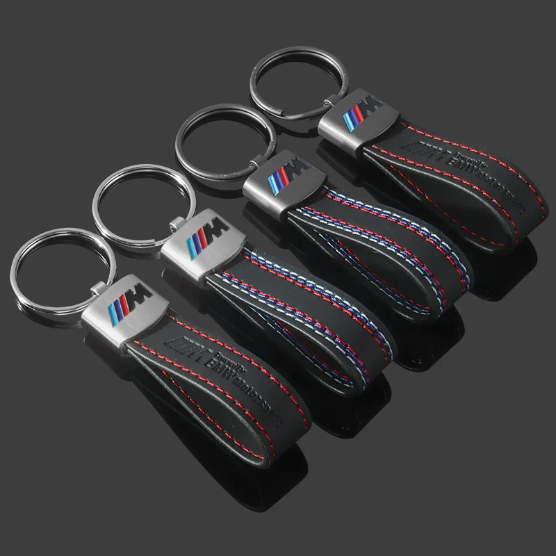 Leather Car Emblem Key Fobs Keyring Key Chain Decoration for Bmw M Performance G30 G32 Auto Interior Modification Accessories