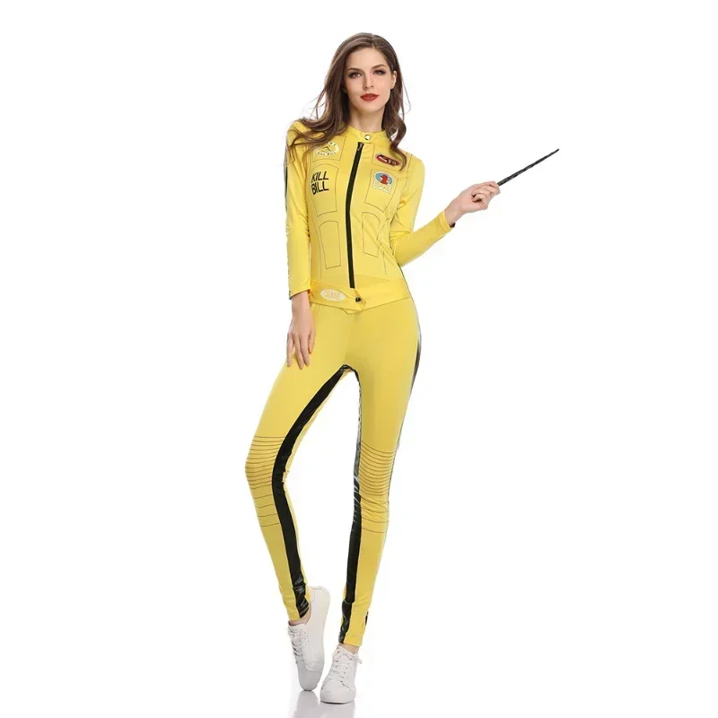 

Halloween Fearful Killer the Bride Cosplay Fancy Suit Kung Fu Jumpsuit Movie Women Kill Bill The Bride Beatrix Kiddo Costume