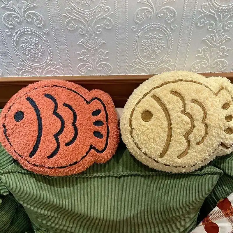 

Hot Sale 36x30cm Cute Taiyaki Plush Pillow Toys Stuffed Food Dolls Soft Sofa Cushion Home Birthday Gifts Decoration