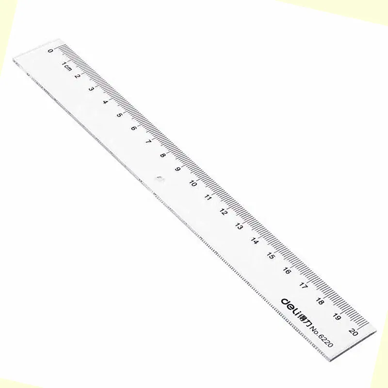 Deli 20cm Transparent Plastic Straight Ruler CM Scale Student Artist Measuring Drawing Tool Office School Supply Stationery Gift