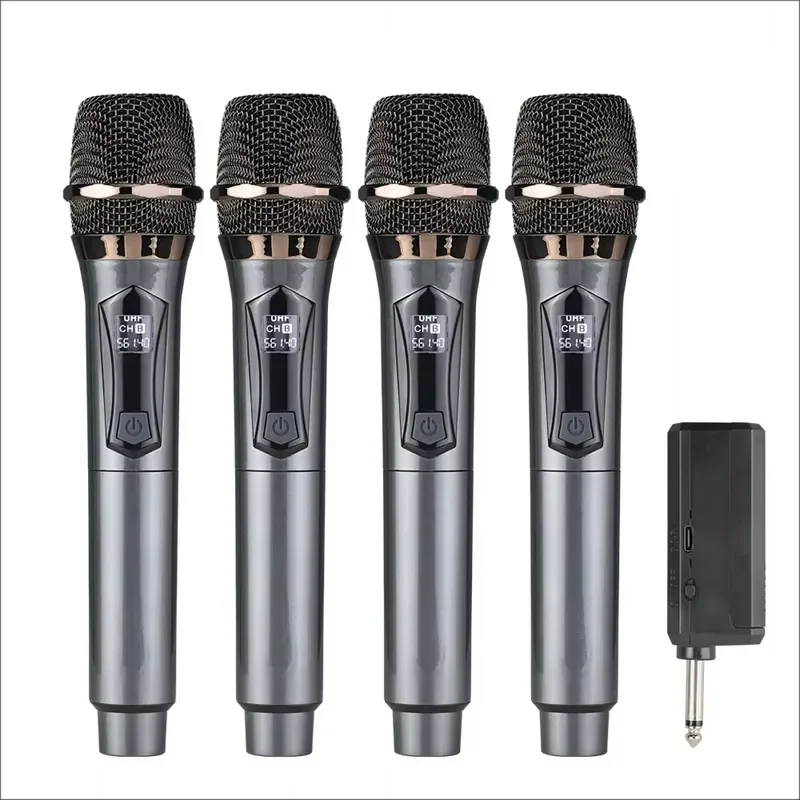 BOLRZO 2.4G high-quality dynamic singing microphone 4-channel karaoke wireless microphone system for performance stage Ktv