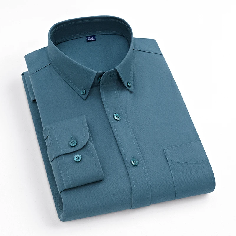 New in shirt hight quality elastic oxford cotton long sleeve shirts for men slim fit formal plain shirt elegant white clothes