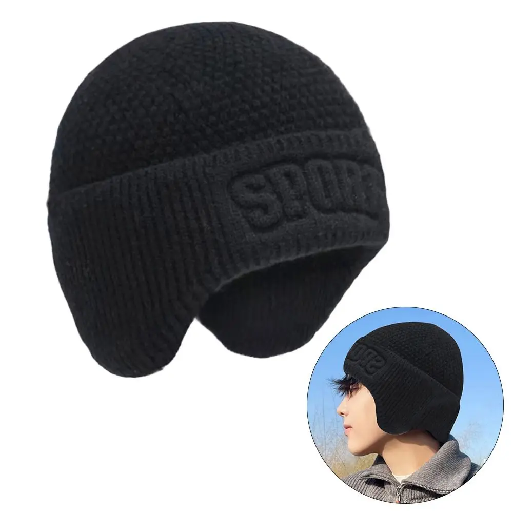 Outdoor Soft Winter Hat Fleece-Lined Warm Earflap Cap Ski Windproof Earmuffs Cap for Men