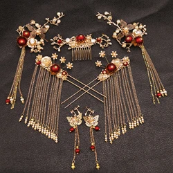 Women Hanfu Hair Combs Traditional Chinese Wedding Hair Accessories Headband Stick Headdress Head Jewelry Bridal Headpiece Pin