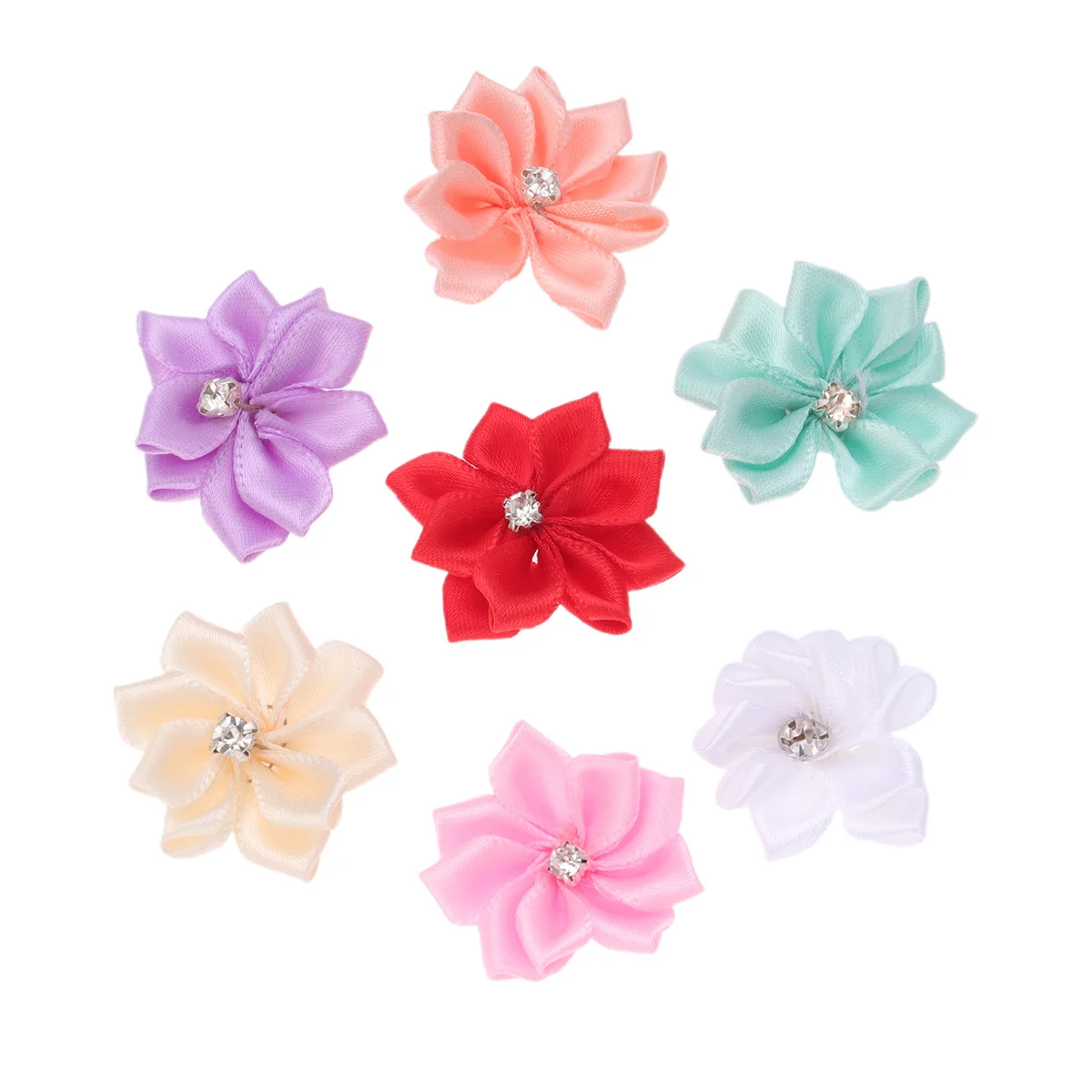 

40Pcs Flower Headbands Diamond Decor Premium Polyester Comfortable Headwear DIY Accessories Mixed Color