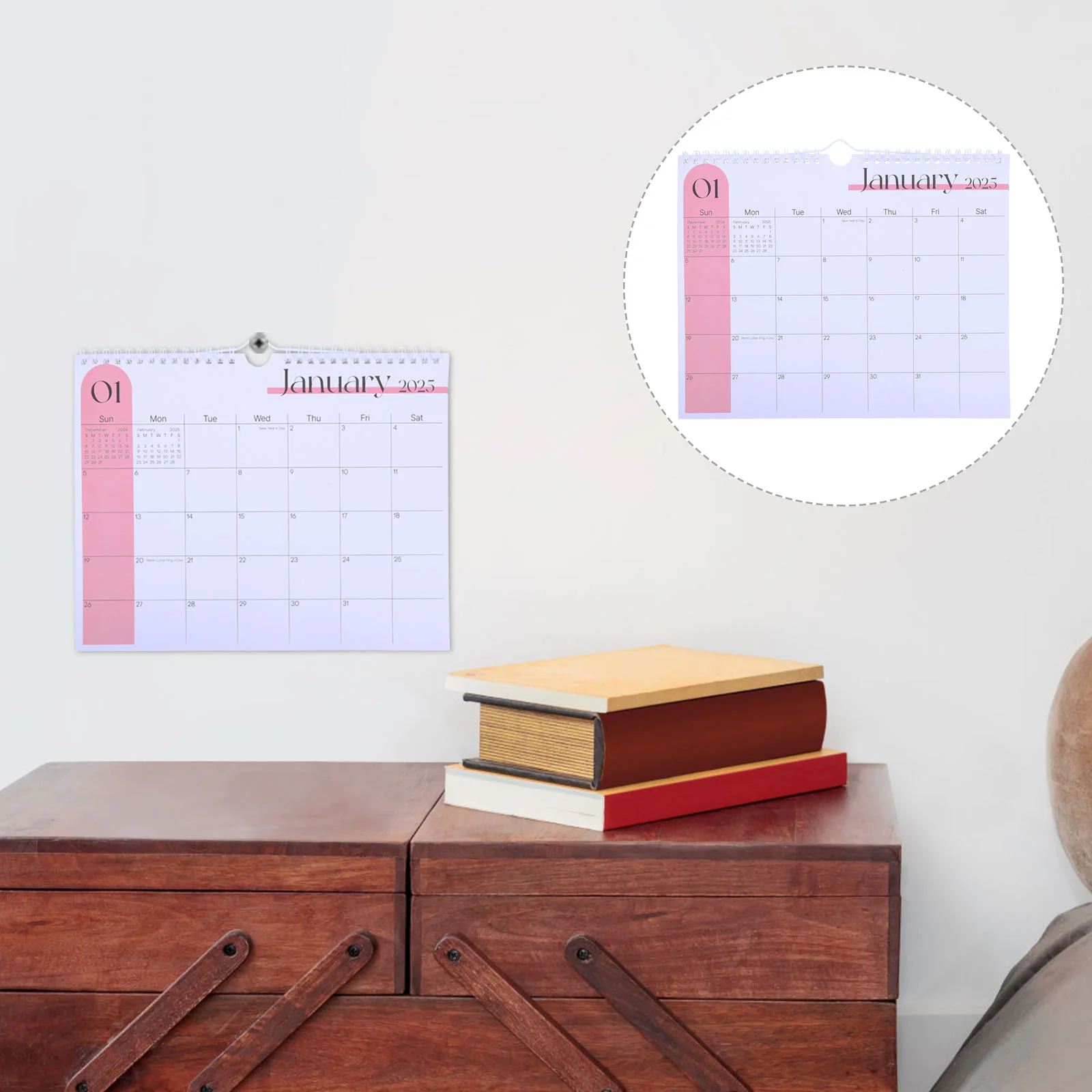 

2025 Wall Calendar Monthly Planner 2025 Spiral Bound Writing Blocks with English Dates Planner for Office and Home Planning