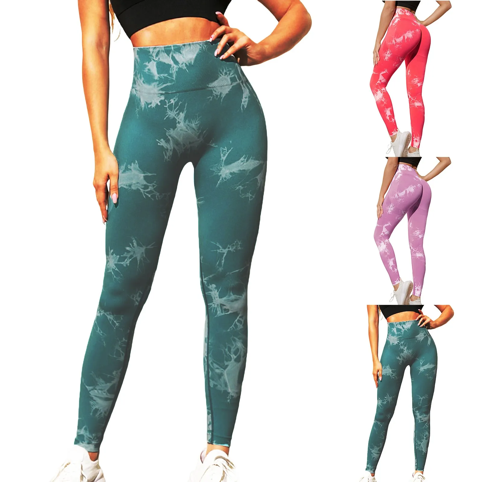 2024 Women's High Waist Abdominal Tightening Yoga Fitness Pants Seamless Tie Dyed Sports Leggings Casual Costume For Women