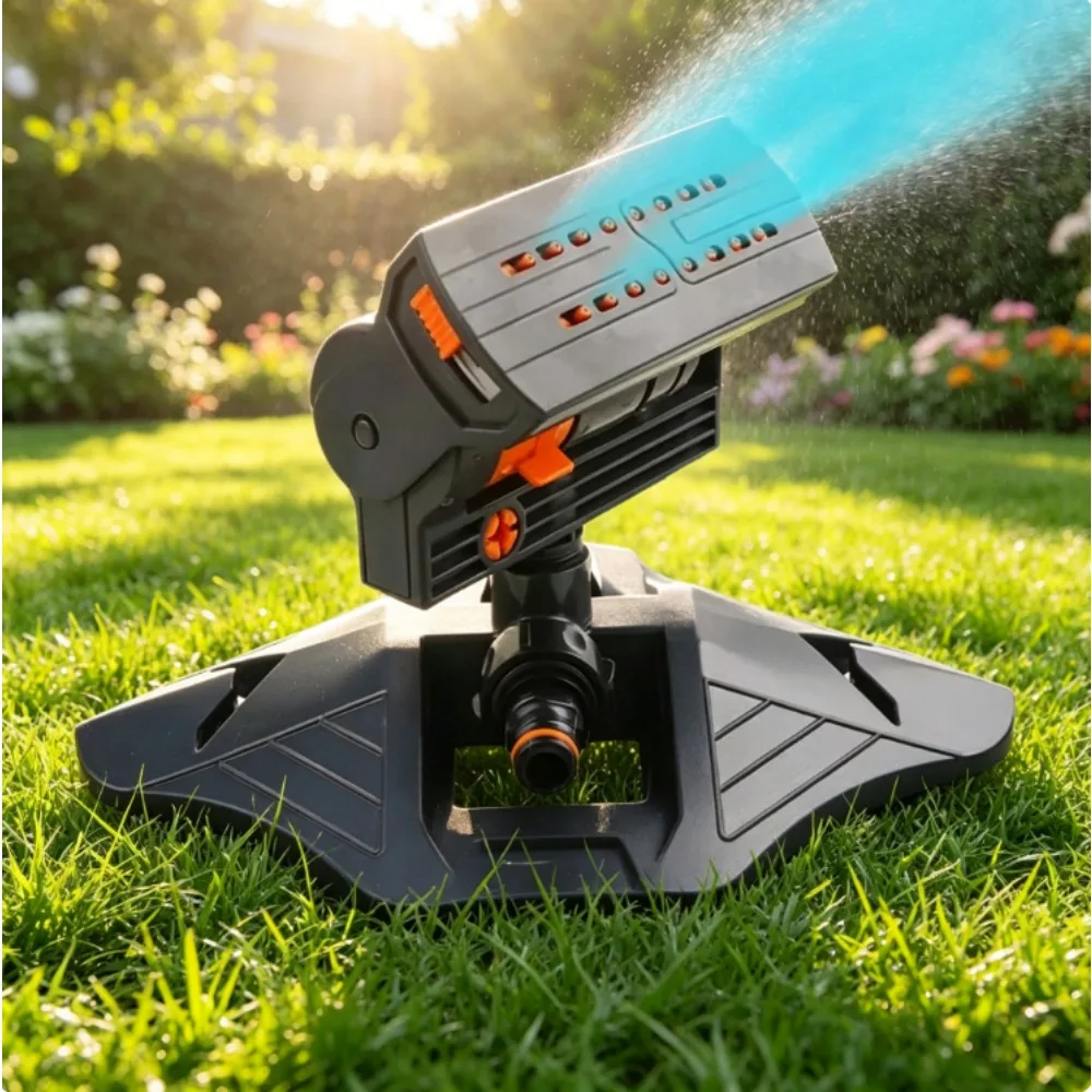 Automatic Garden Sprinkler 16 Holes Rotating Lawn Water Sprayer Adjustable Large Coverage Irrigation Tool for Outdoor Plants