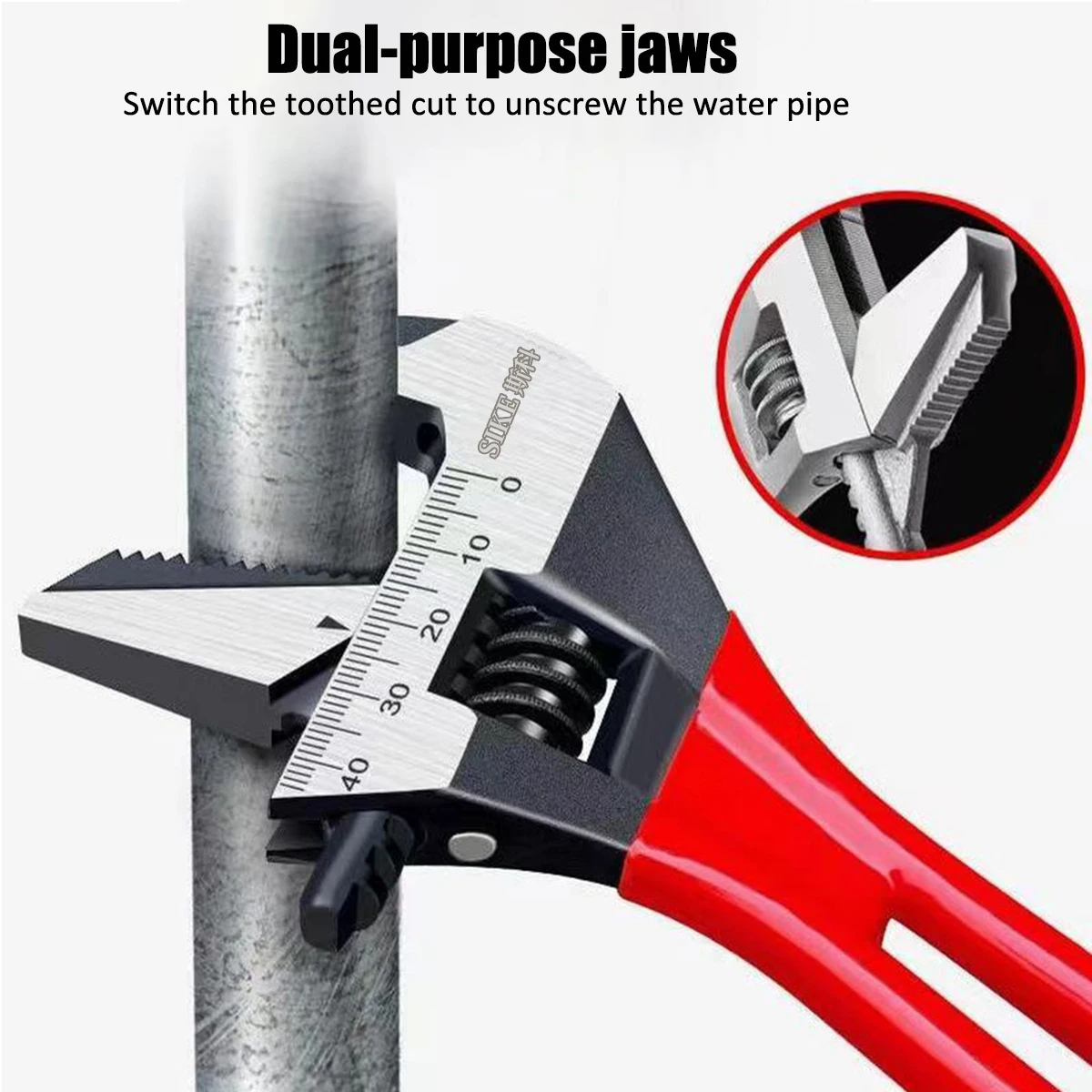 1-Pack Adjustable Wrench, 6-inch and 8-inch Large Open End Wrench, Bathroom Short Handle Wrench Plumbing Repair Hand Tools