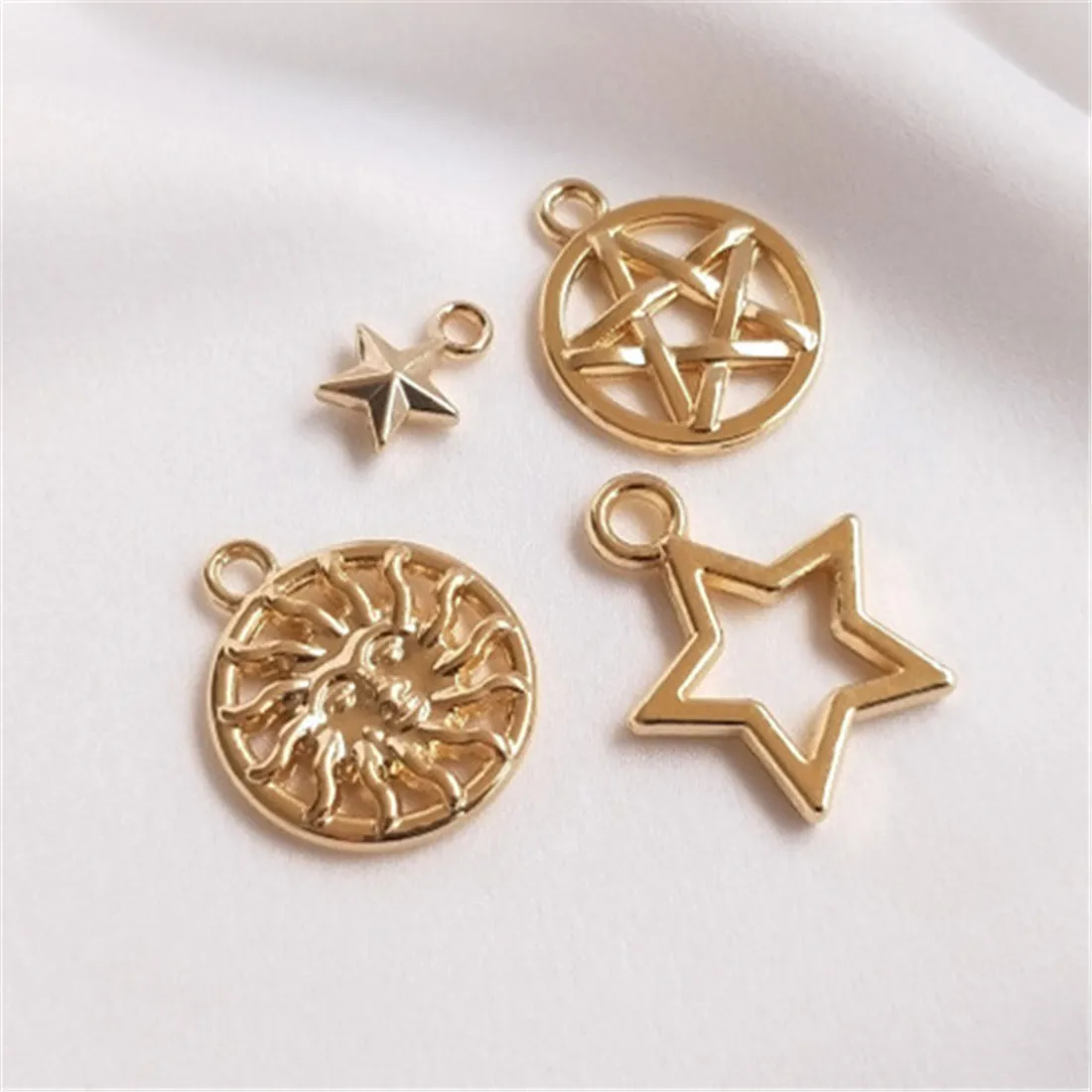 14K Gold Wrapped Five Pointed Star Six Pointed Star Pendant DIY Bracelet Necklace Headpiece Pendant Accessories C365