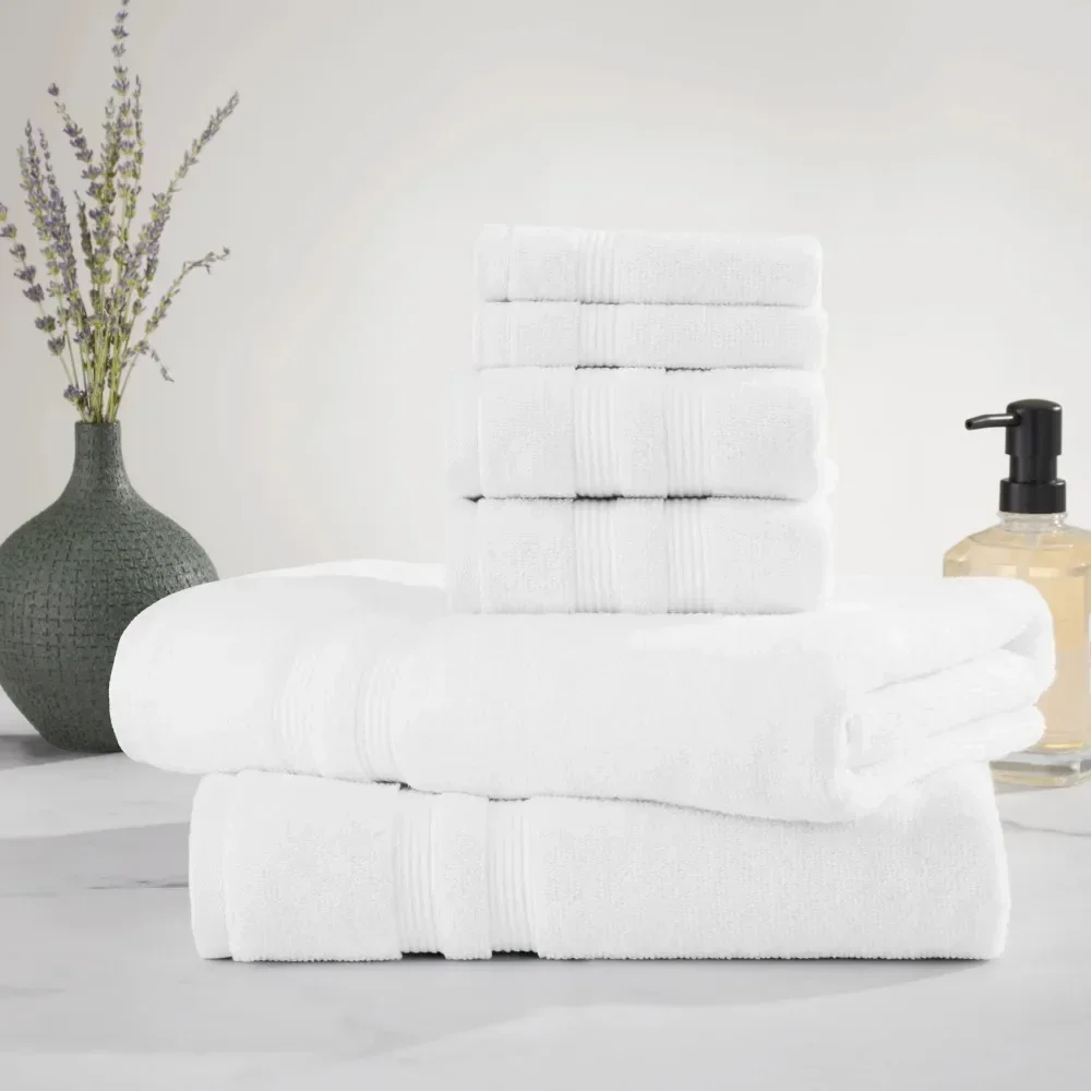 Performance Textured 6-Piece Bath Towel Set, White