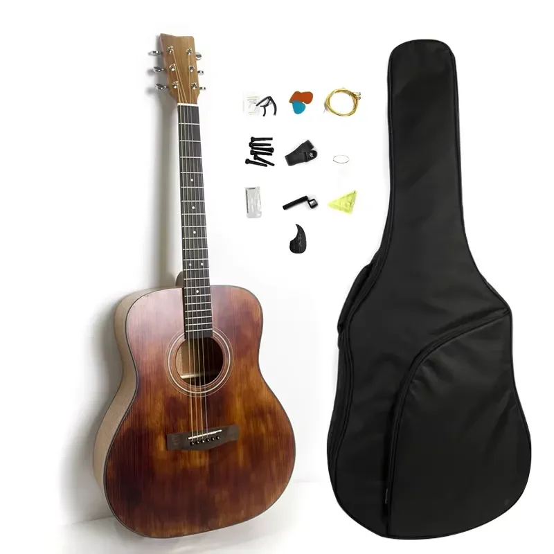 40 Matte Top Acoustic Guitar Set with Plywood Body Mahogany Neck Tech Wood Fingerboard for Beginners