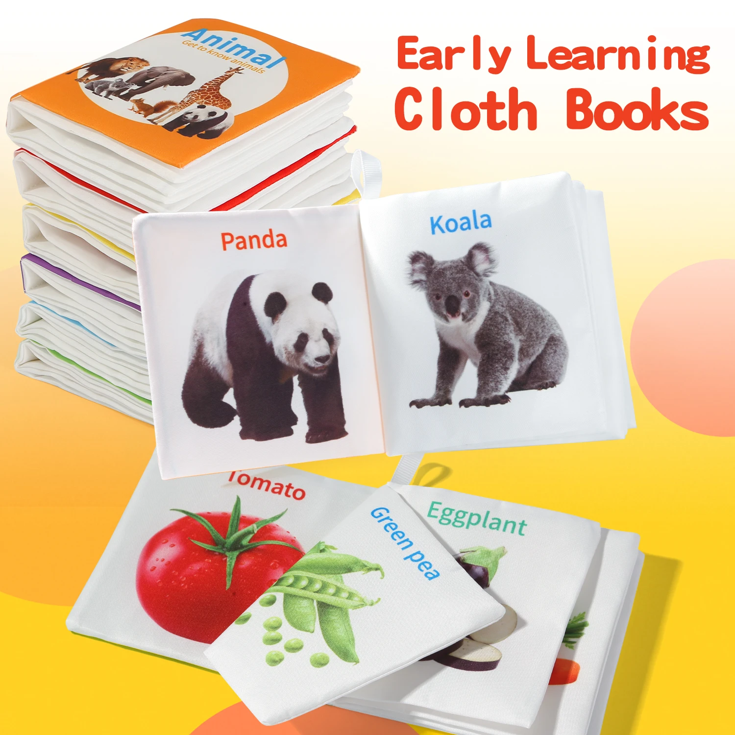 Baby Six Page Enlightenment Book 0-6 Months Thickened Washable Sound Paper+Touch Grip Newborn Visual Touch Enlightenment Cogniti