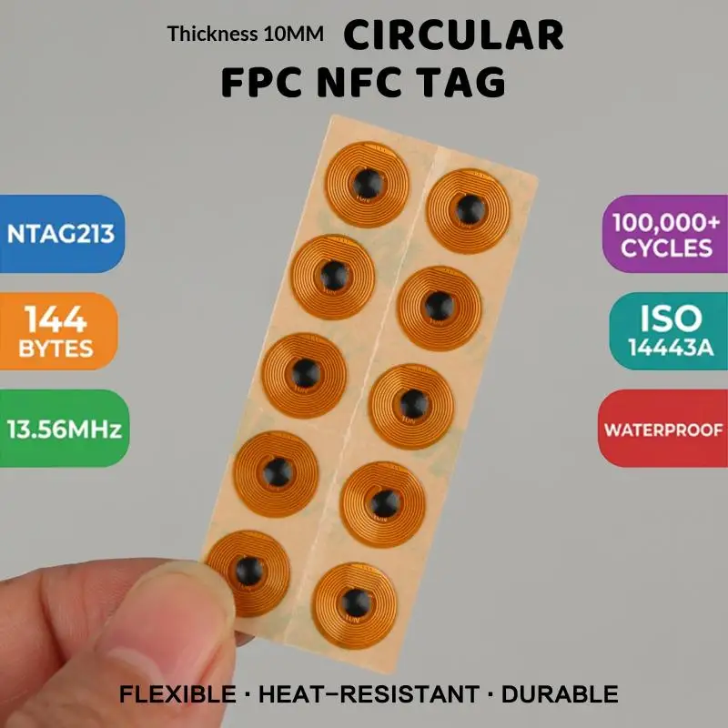 

RFID NFC FPC Tag 10MM 13.56MHz Flexible Mini Tag for Anti Fake Secure Embedded Asset Tracking and Device Verification