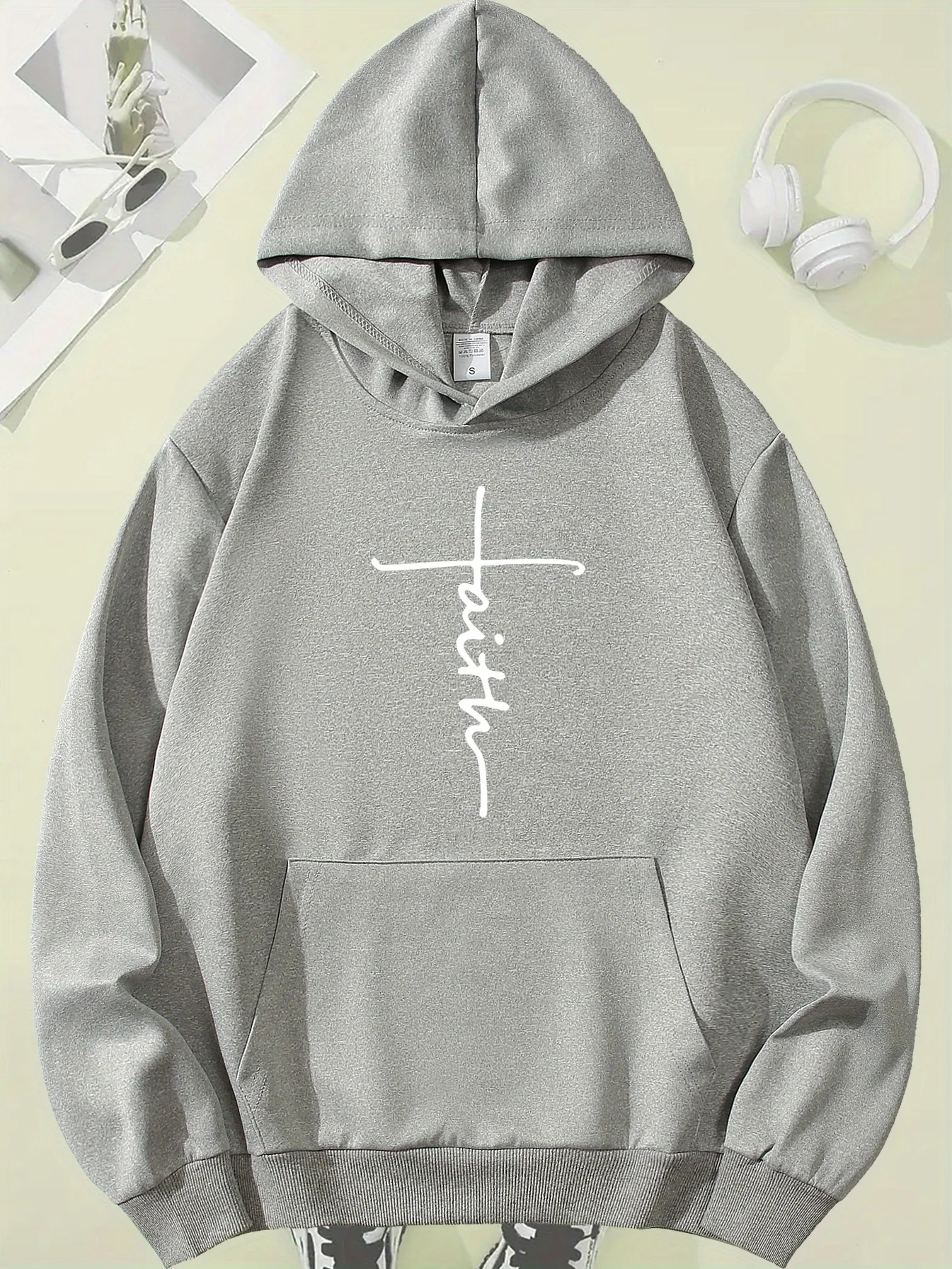 FAITH dameshoodie met print - comfortabele kangoeroezak, casual sweatshirt met lange mouwen voor mode