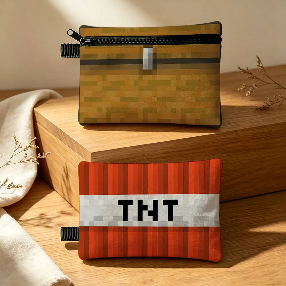 Face M-MinecraftS-ES Hot Game Waterproof Zipper Coin Purse Lightweight Hanging Key Pouch Card Holder For Daily Use view 6