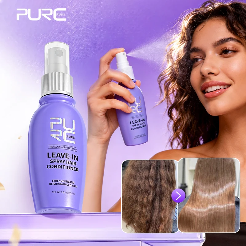 

PURC Leave In Conditioner Spray for Hair Smoothing Hair Treatment Coconut Oil Repair Damaged Dry After-Shampoo Hair Care 55ml