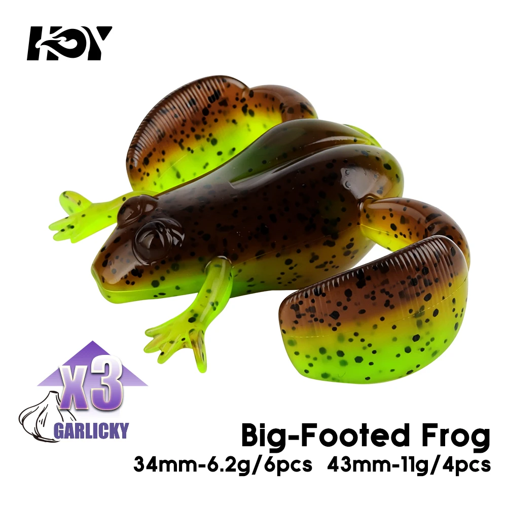 Isca Artificial Sapo Macio Kingdom 4 Peças 34mm 6.2g 43mm 11g Flutuante TPE de Alta Elasticidade com Pés Grandes para Pesca de Bass