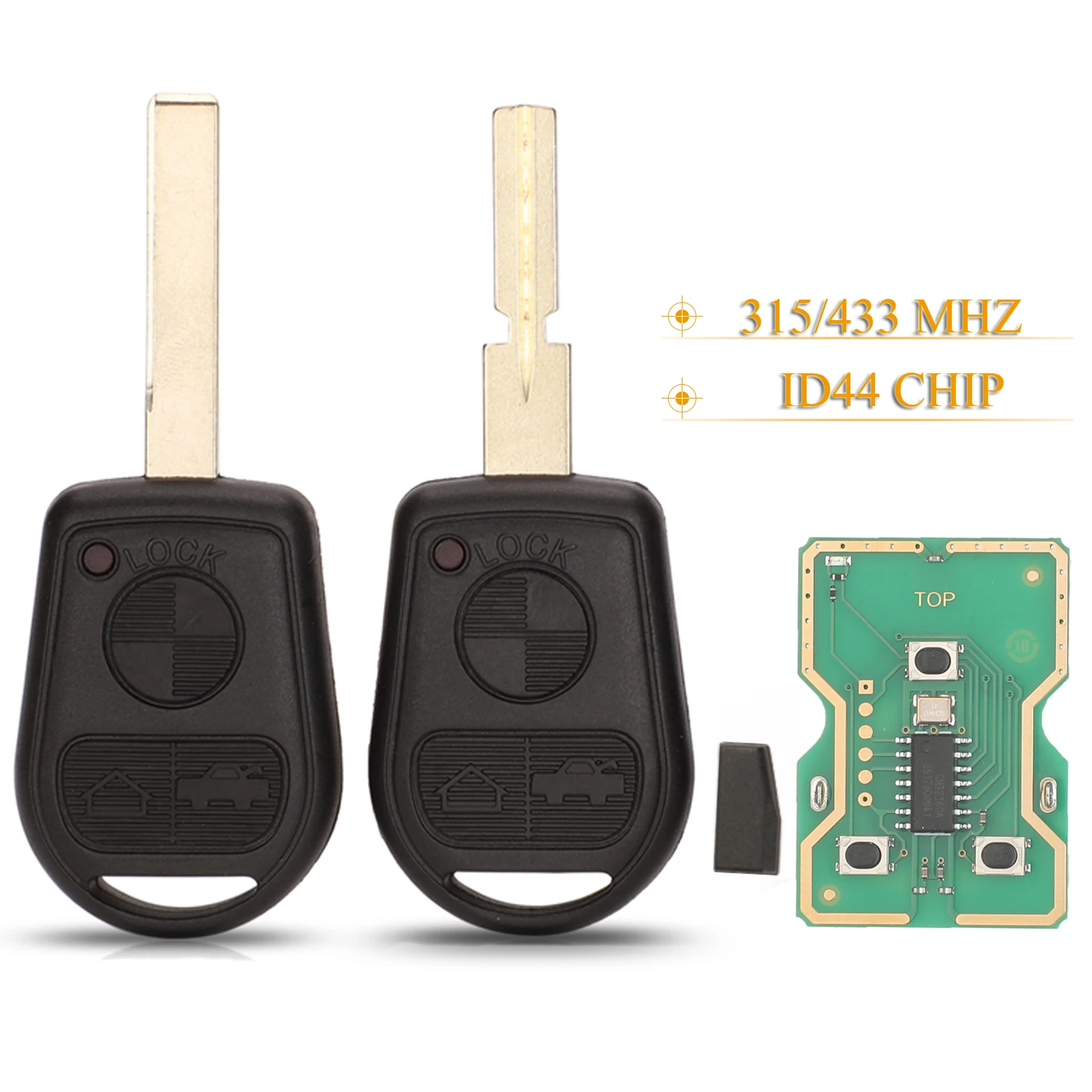 Jingyuqin 3 Buttons Car Remote Key Fob 315/433Mhz ID44 PCF7935 Chip For BMW Z3 E31 E32 E34 E36 E38 E39 E46 Z3i HU58/HU92 Key