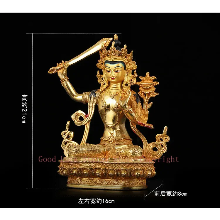 8 inch # GOOD Buddha Buddhist Buddhism bless family home Safety Health wealth efficacious gold Manjusri Buddha Buddha- free ship