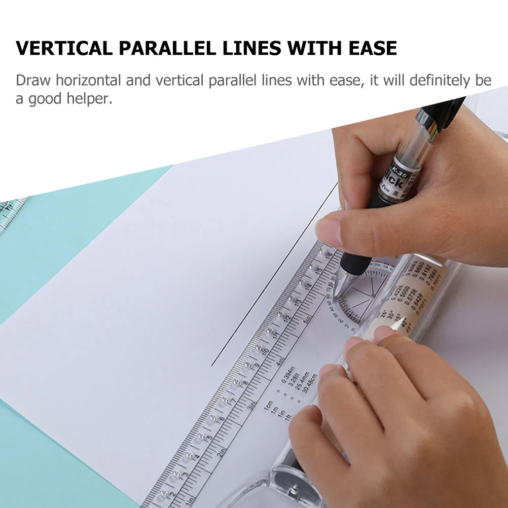 Régua de rolamento multiuso, ângulo, escala paralela, ferramenta de desenho, régua de engenheiro, medição de plástico, borda reta, desenho transferidor