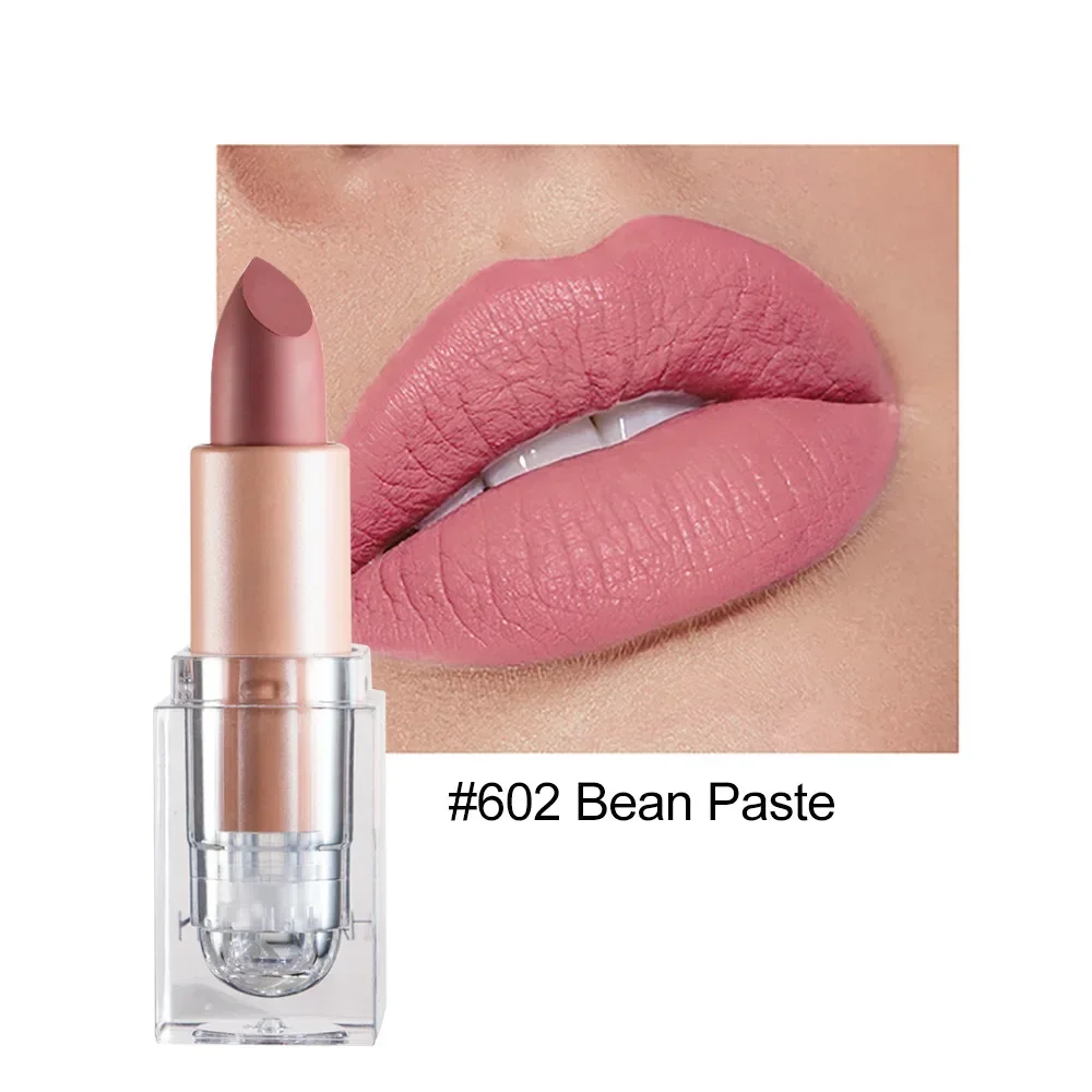 12Color Transparent Tube Rotatable Matte Lipstick Velvet Lips Makeup Cosmetics Longlasting Waterproof Popular Women Gifts Nude