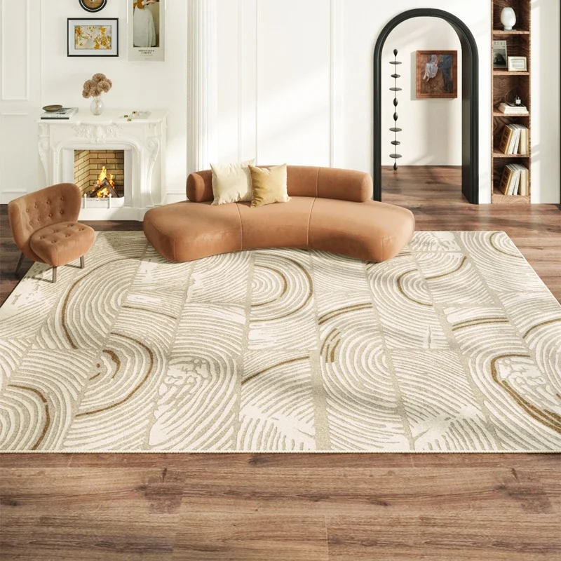 

Log Style Beige Living Room Carpet Non-slip Coffee Table Carpets Abstract Thread Decorative Rug Easy Care Room Rugs Alfombra 양탄자