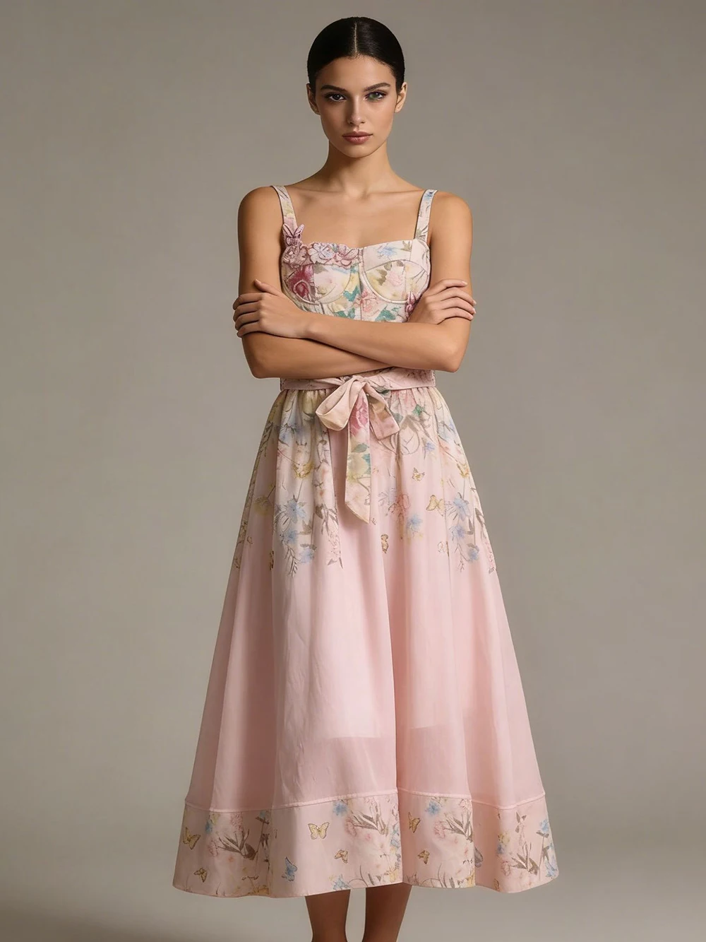 

Fashionable Seaside Vacation Style Long Dress 2026 New Suspender Flower Print Temperament Strapless Sleeveless Slimming Dress