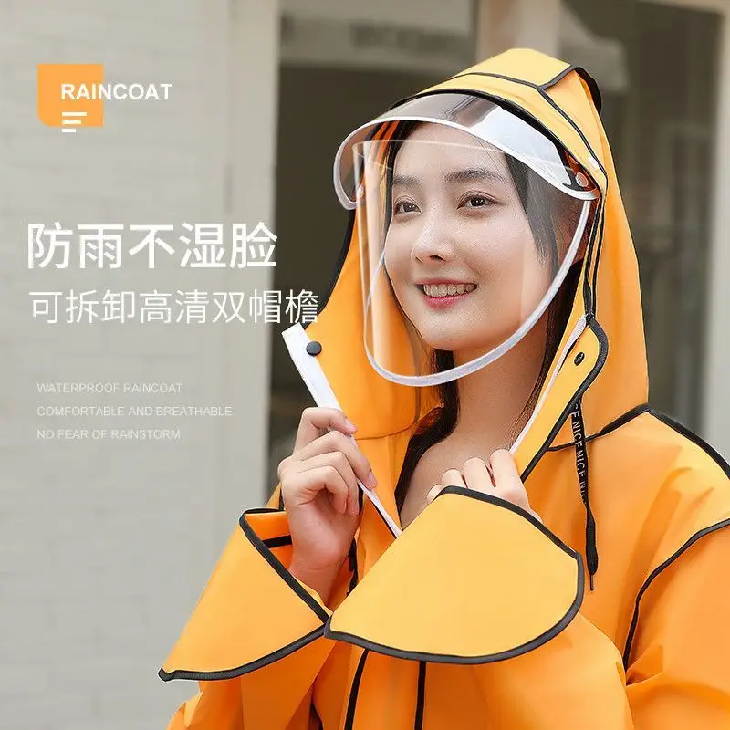 Cartoon raincoat electric car long full body rainstorm protection cycling hiking, battery bike bicycle backpack rain poncho