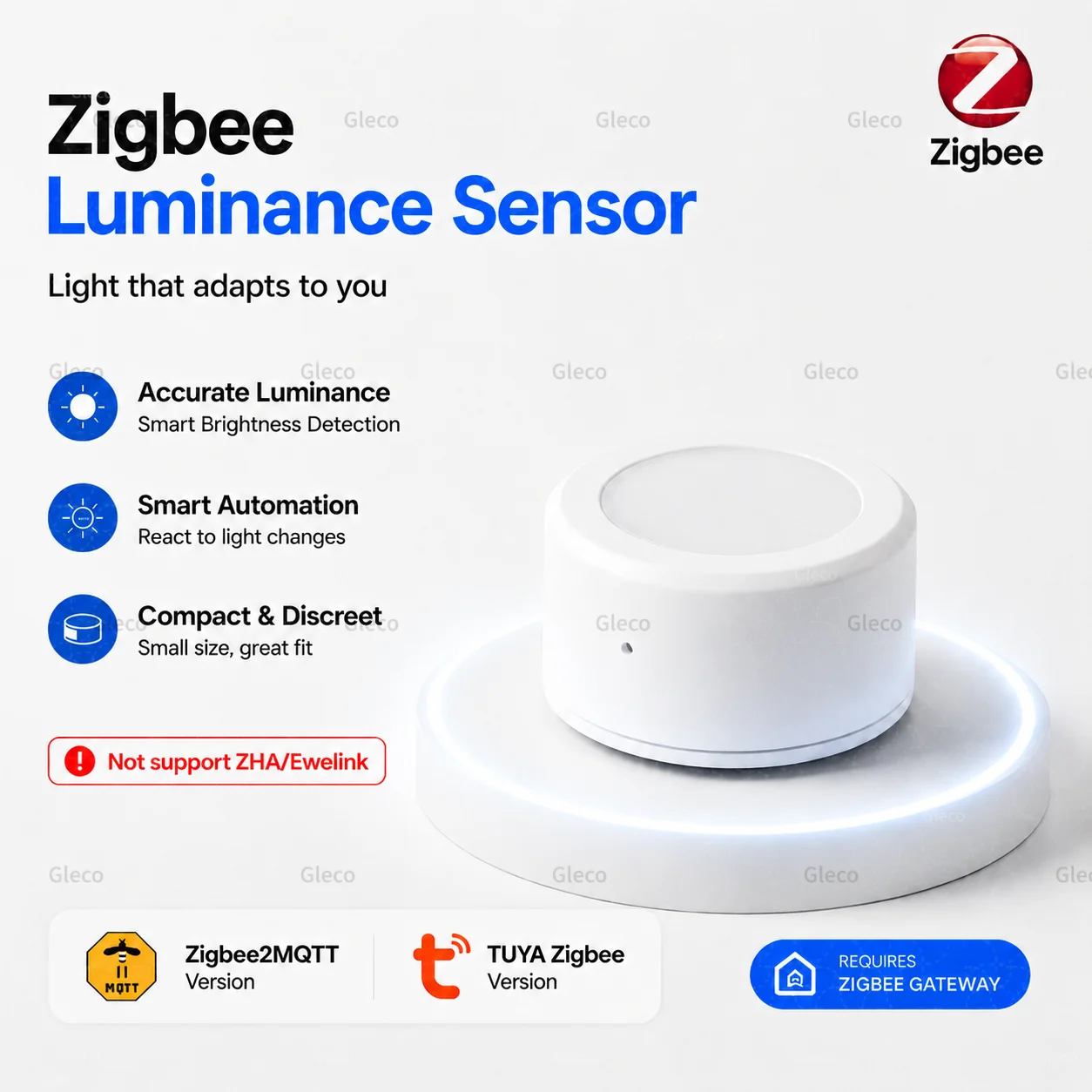 Zigbee Smart Lichtsensor Helligkeitsdetektor Beleuchtungsstärkemessung für TUYA 2MQTT Smart Home Automation Szenenverknüpfung Hub erforderlich