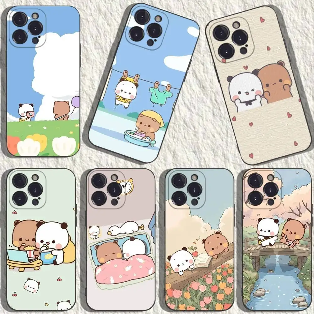 Bonita funda de teléfono BuBu DuDu para iPhone 16,15,14,13,12,11 Plus,Pro Max, XS, X, XR, SE, Mini, 8,7, funda negra de silicona suave