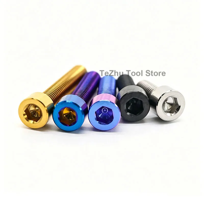 1pc M4 M5 M6 M8 M10 TC4 Titanium Alloy Cylindrical Head Screw Cup Head Hexagonal Screw DIN912 Motorcycle Modification Screw