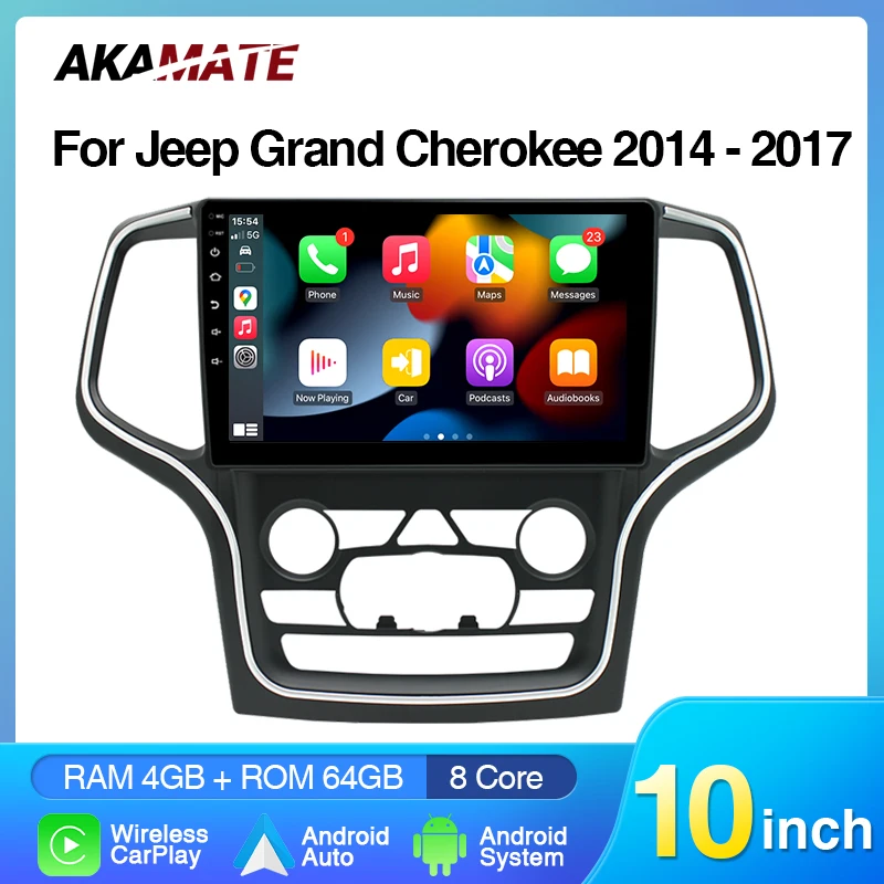 

Автомобильный радиоприемник на Android для Jeep Grand Cherokee WK2 2014 - 2017 мультимедийный плеер CarPlay Android Авто GPS WiFi Bluetooth FM радио