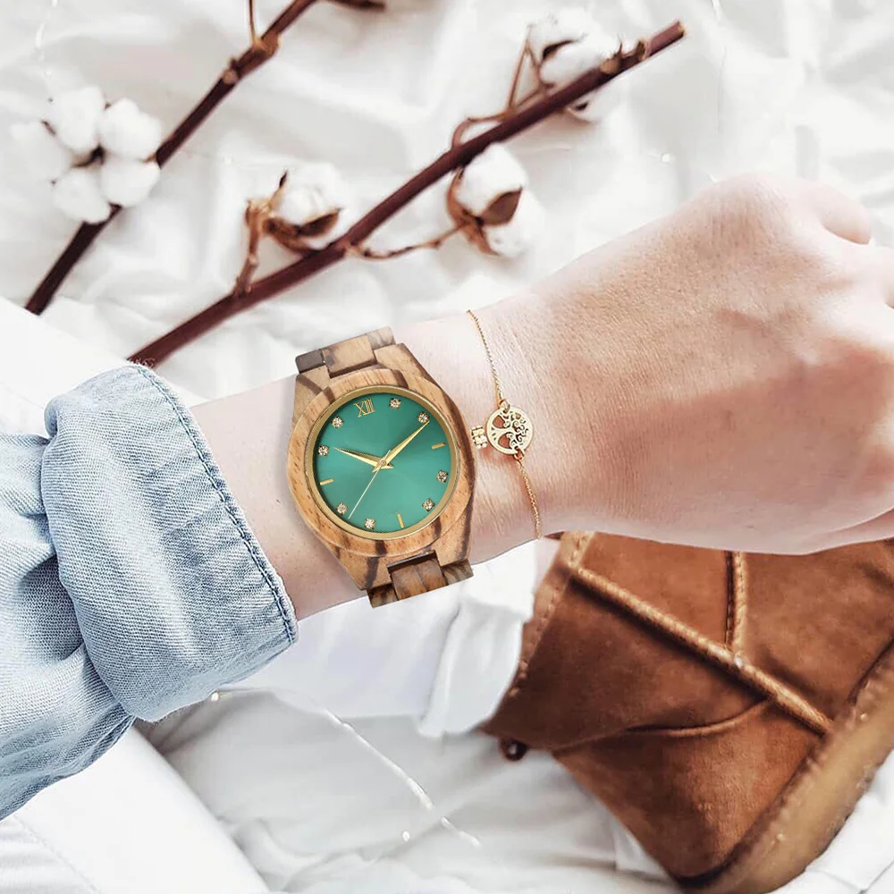 Montre à quartz rétro en bois pour femmes, montres-bracelets de luxe à la mode, horloge en bois pour la fête de Léon, cadeau pour petite amie