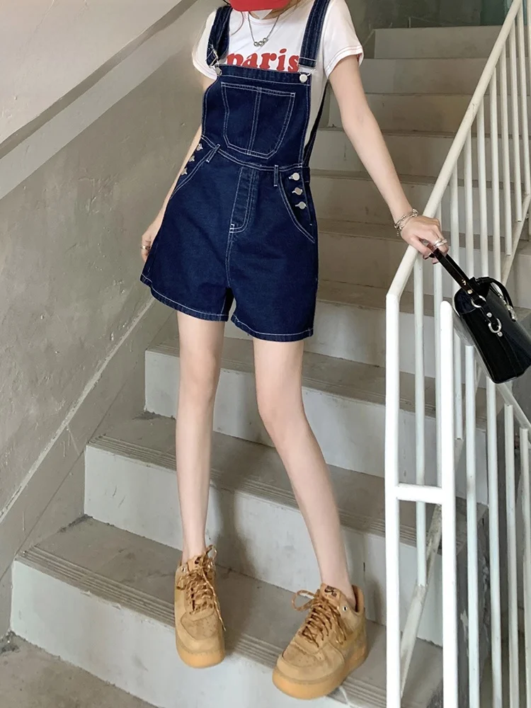 

La Chapelle High Waist Denim Overalls Women's Summer 2026 New Sle Age-Defng orties Five-Point Pants with Straps