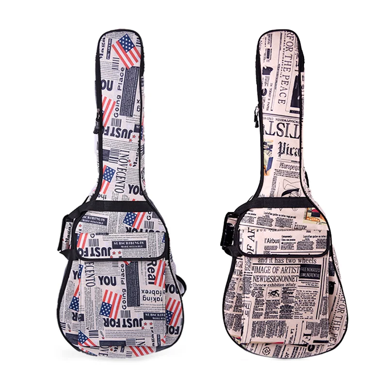 41/40 inch Acoustic Guitar Bag 600D Water-resistant Oxford Cloth Newspaper Style Double Padded Straps Gig Bag Guitar Case